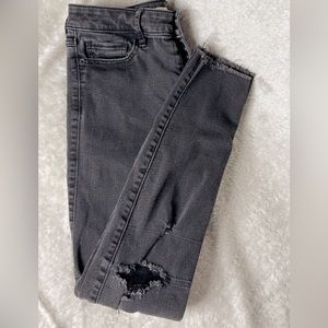 High rise button fly skinny jeans